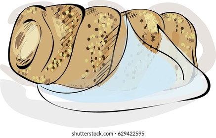 Vector hand drawn illustration of trdelnik.