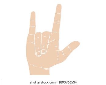 Vector hand drawn illustration for Valentines Day. Hands in heart shape. Sign of love isolated on white background.