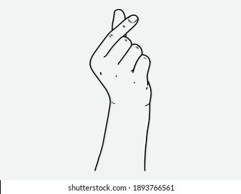 Ilustración dibujada a mano por vectores para el Día de San Valentín. Manos en forma de corazón. Signo de amor aislado en el fondo blanco.