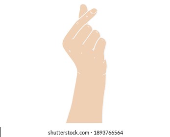 Vector hand drawn illustration for Valentines Day. Hands in heart shape. Sign of love isolated on white background.