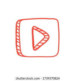 Vector hand drawn illustration of video play button