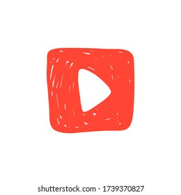 Vector hand drawn illustration of video play button