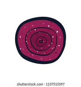 Vector hand drawn illustration of a violet beet. Coloful cartoon icon. Food art for print, web, mobile and infographics. Isolated on white background element.
