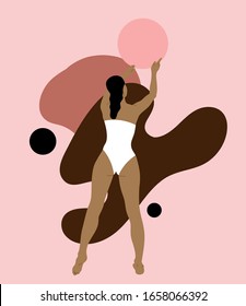 Vector hand drawn illustration of woman isolated. Creative artwork.  Template for card, poster, banner, print for t-shirt, pin, badge, patch.