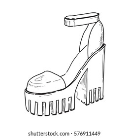 VECTOR Hand drawn illustration woman shoe sketch icon isolated on background
