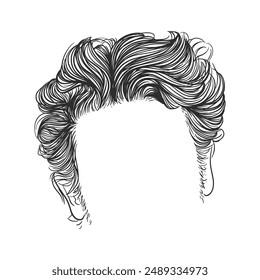 Vector hand drawn illustration of a woman's hairstyle. Isolated on white background. Black and white sketch of a female hairstyle. 