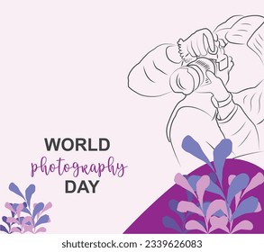 vector hand drawn illustration world photography day celebration
