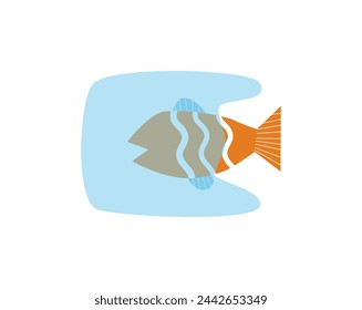 Vector hand drawn illustration of world oceans day. Eco problem banner with restrictive sign. Save animal life suitable for banner, infographic and education awareness. Save ocean day.