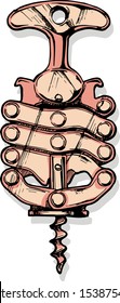Vector hand drawn illustration of zig-zag corkscrew in vintage engraved style on white background.