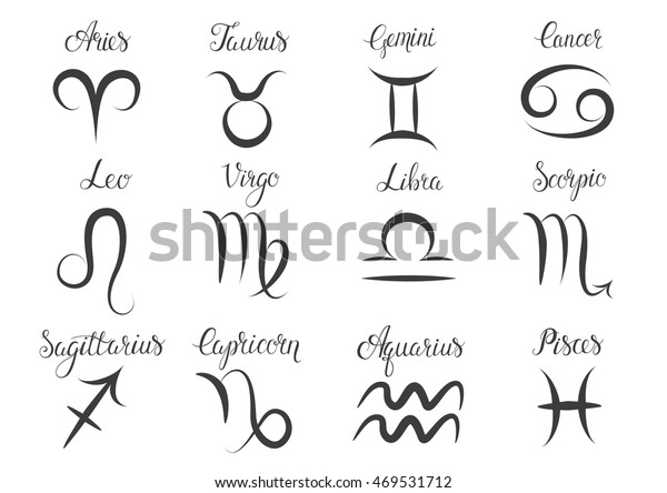 Vector Hand Drawn Illustration Zodiac Signs Stock Vector (Royalty Free ...