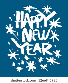 Vector hand drawn illustrations with lettering "Happy New Years". Brush painted. Hand lettering for your designs: posters, invitations, cards, etc.