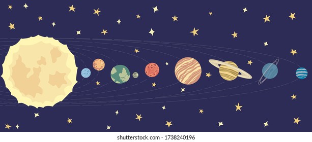 Vector Hand Drawn Illustrations Planets Solar Stock Vector (royalty 