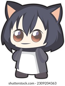 Vector hand drawn vector illustrations of set of various patches, pins, stamps or stickers with abstract funny cute comic