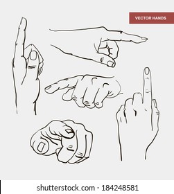 Hands Gestures Hand Drawn Set Stroke Stock Vector (royalty Free 