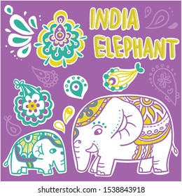Vector hand drawn India elephant