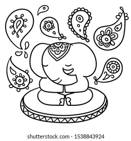 Vector hand drawn India elephant