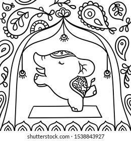 Vector hand drawn India elephant