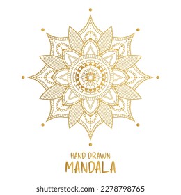 Vector hand drawn  indian flower mandala on a white isolated background. Oriental, mystical, alchemical.