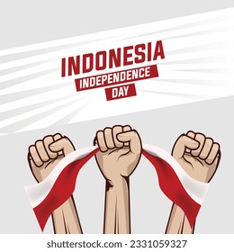 vector hand drawn indonesia independence concept, and typography