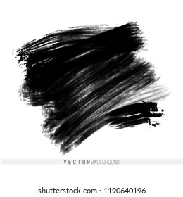 Vector hand drawn ink brush stain. Monochrome painted stroke. Painted by brush black stain. Monochrome artistic backdrop. One color grungy background.