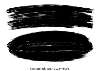 Vector hand drawn ink brush stains. Monochrome painted strokes. Painted by brush black stains. Monochrome artistic backdrops. One color grungy backgrounds.