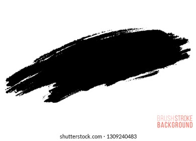 Vector hand drawn ink brush stain. Monochrome painted stroke. Painted by brush black stain. One color grungy background. Monochrome artistic backdrop.