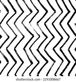 Vektorhandgezeichnete Tintengrafik mit zig zag nahtlosem Hintergrund.  Der kreative, einfarbige, handgezeichnete Hintergrund für Ihr Design.
