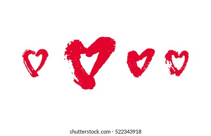 Vector hand drawn ink illustration with hearts. 