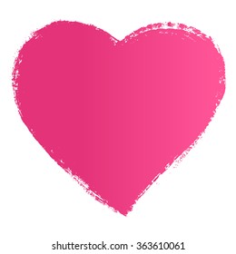 Vector hand drawn ink pink heart.