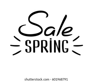 Vector hand drawn inscription Spring Sale. Line black isolated word