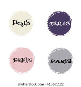 Vector hand drawn inscription  with words  Paris . Ink illustration. . Modern brush calligraphy with a circles.. 