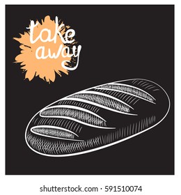 vector hand drawn inspiration lettering quote - take away - with wheat loaf. Can be used as nice card or poster. Sketch