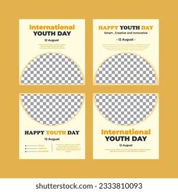 vector hand drawn international youth day stories collection with photo