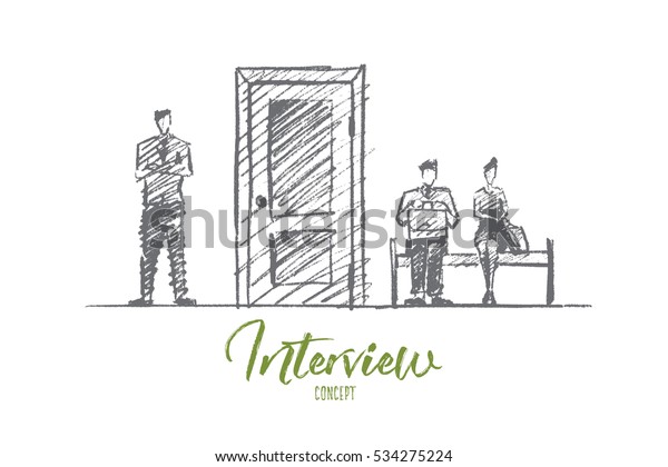 Drawing Example For Interview Vector Hand Drawn Interview Concept Sketch Stock Vector (Royalty Free ...