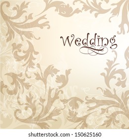 Vector hand drawn  invitation design in classic floral style