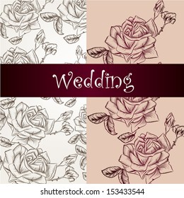 Vector hand drawn  invitation design in classic floral style