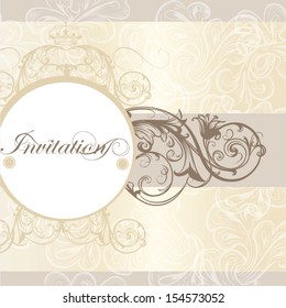 Vector hand drawn  invitation design in classic floral style