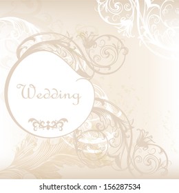 Vector hand drawn  invitation design in classic floral style