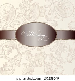 Vector hand drawn  invitation design in classic floral style