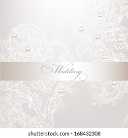Vector hand drawn  invitation design in classic floral style