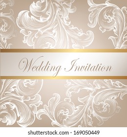 Vector hand drawn  invitation design in classic floral style