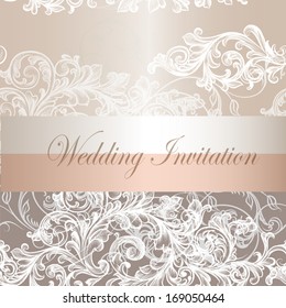 Vector hand drawn  invitation design in classic floral style