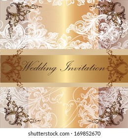 Vector hand drawn  invitation design in classic floral style