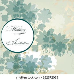 Vector hand drawn  invitation design in classic floral style