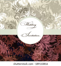 Vector hand drawn  invitation design in classic floral style