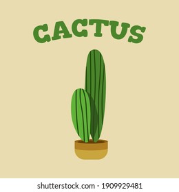 Vector hand drawn isolated cactus