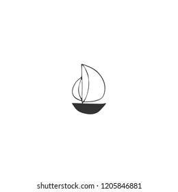 Vector hand drawn isolated element, a sailing ship. For badges, labels, logotypes and branding business identity. Perfect for sea and ocean related company, for tourism or souvenirs.