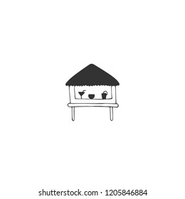 Vector hand drawn isolated element, a cocktail beach bar. For badges, labels, logotypes and branding business identity. Perfect for beach cafe.