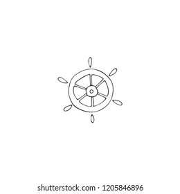 Vector hand drawn isolated element, a steering wheel. For badges, labels, logotypes and branding business identity. Perfect for sea and ocean related company, for tourism or souvenirs.
