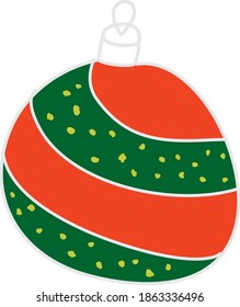 Vector hand drawn isolated element, ball, christmas tree decoration. For holiday cards, decorations, templates